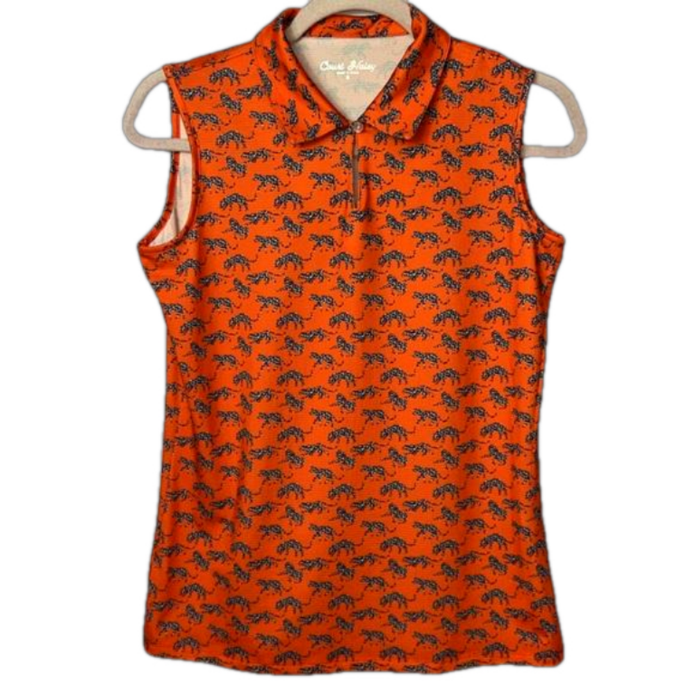 Court Haley Cheetah Print Sleeveless Polo